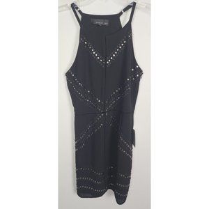Adelyn Rae Women's Sz. S Black Crepe Studded Sleeveless Mini Dress NWT